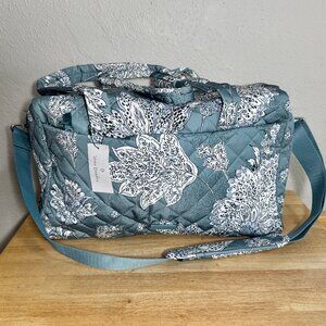 Vera Bradley Medium Travel Duffel Bag Perform. Twill Tiger Lily Blue Oar NWT